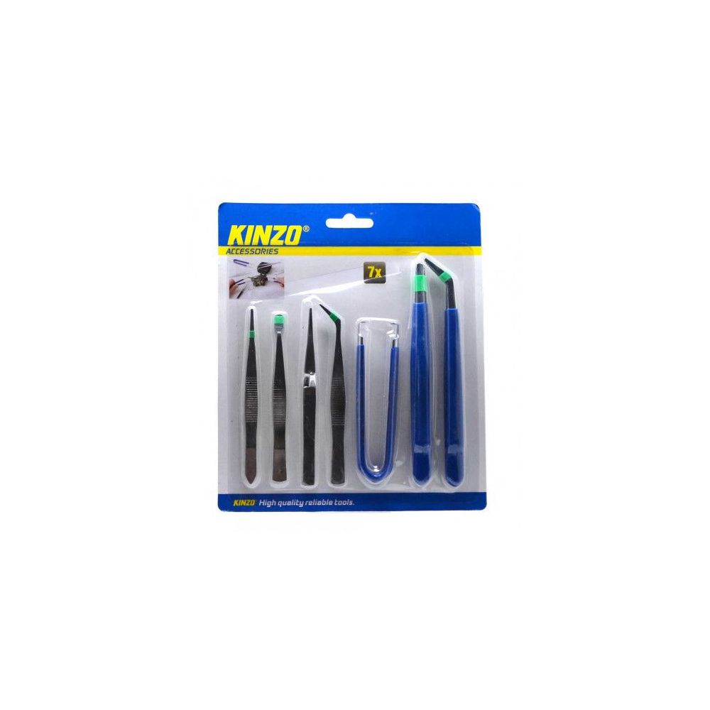 Pack 7 pinzas de precisión de acero para herramientas. kinzo